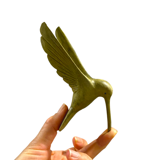 Green Wood Hummingbird Figurine Decoration - Concordia Style Boutique