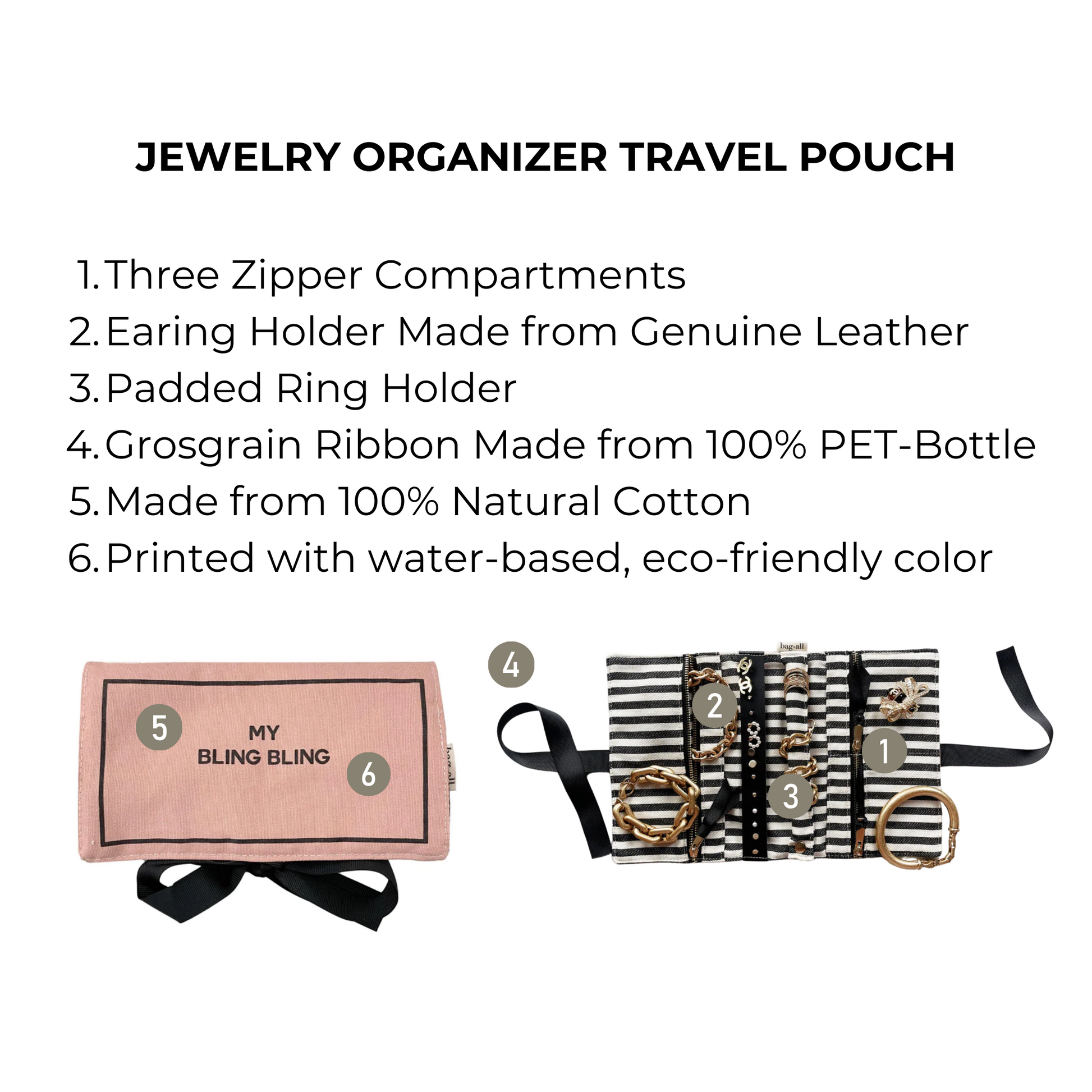 Jewelry Organizer, Travel Pouch, Pink/Blush - Concordia Style Boutique
