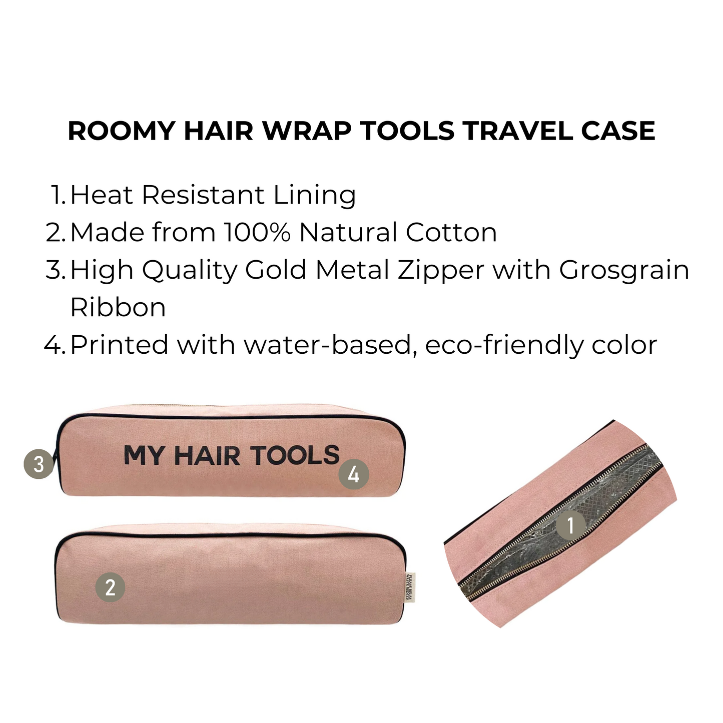 Roomy Hair Wrap Tools Travel Case, Pink/Blush - Concordia Style Boutique
