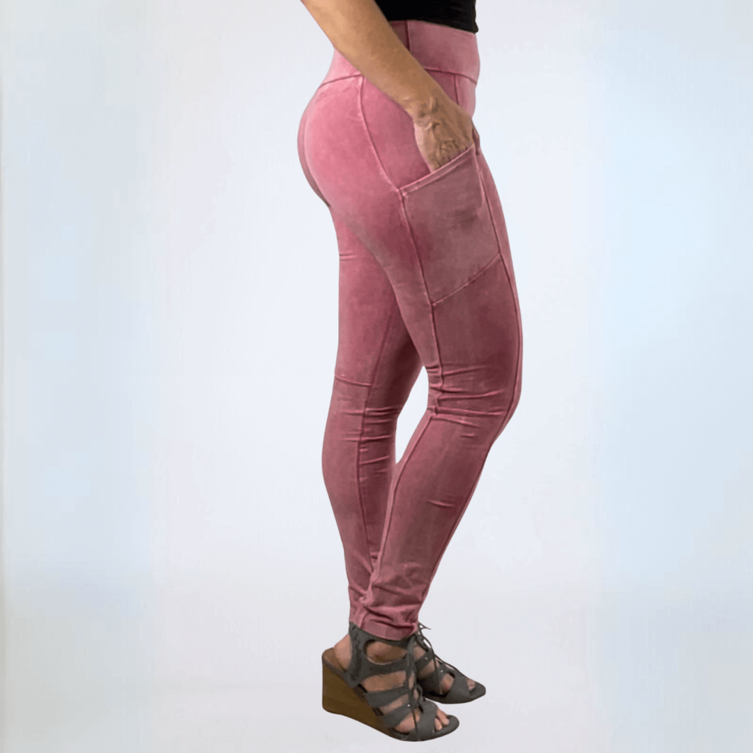 A Perfect Fit Mineral Washed Pocket Leggings Made in USA - Concordia Style Boutique