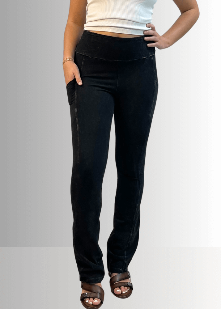 A Perfect Fit Cotton Bootcut Pocket Pants in Black Denim - Concordia Style Boutique