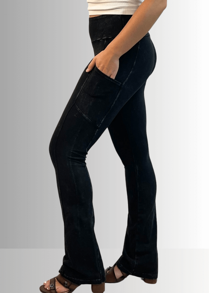 A Perfect Fit Cotton Bootcut Pocket Pants in Black Denim - Concordia Style Boutique