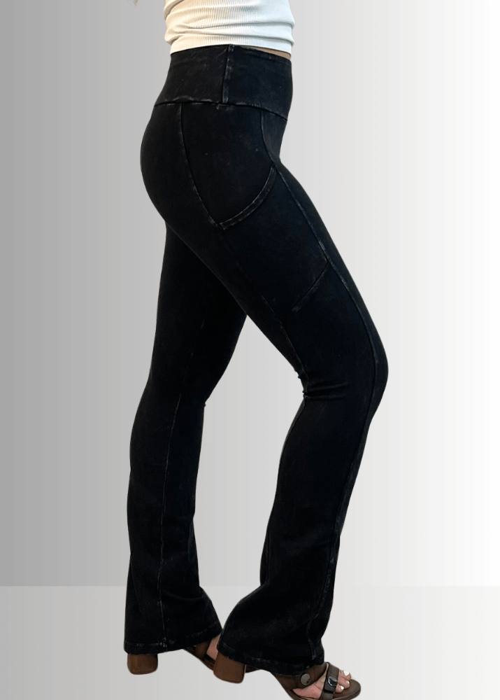 A Perfect Fit Cotton Bootcut Pocket Pants in Black Denim - Concordia Style Boutique
