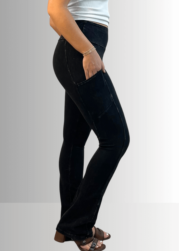 A Perfect Fit Cotton Bootcut Pocket Pants in Dark Denim - Concordia Style Boutique