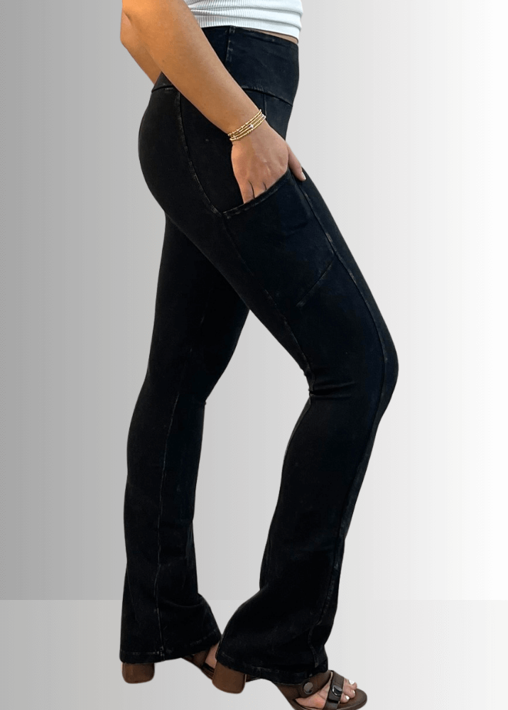 A Perfect Fit Cotton Bootcut Pocket Pants in Dark Denim - Concordia Style Boutique