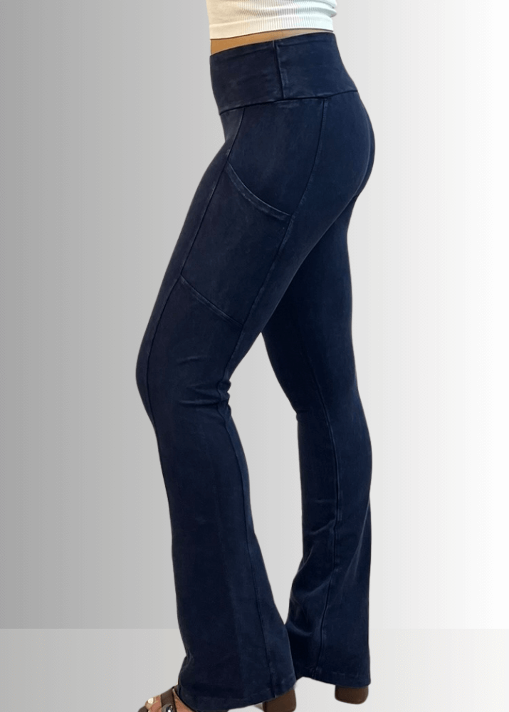 A Perfect Fit Cotton Bootcut Pocket Pants in Black Denim - Concordia Style Boutique