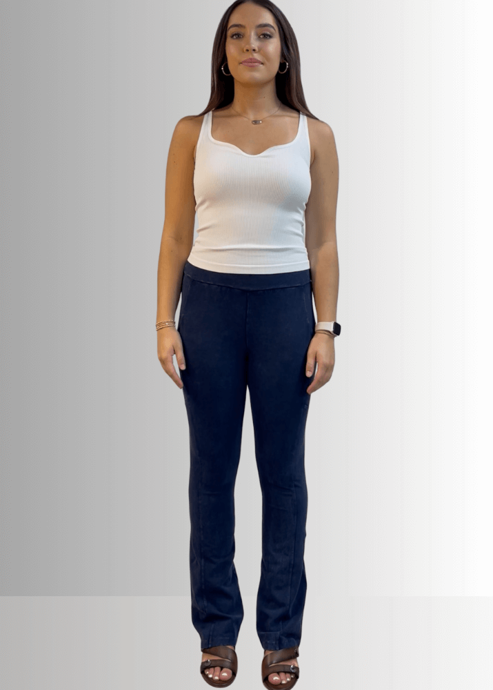 A Perfect Fit Cotton Bootcut Pocket Pants in Black Denim - Concordia Style Boutique