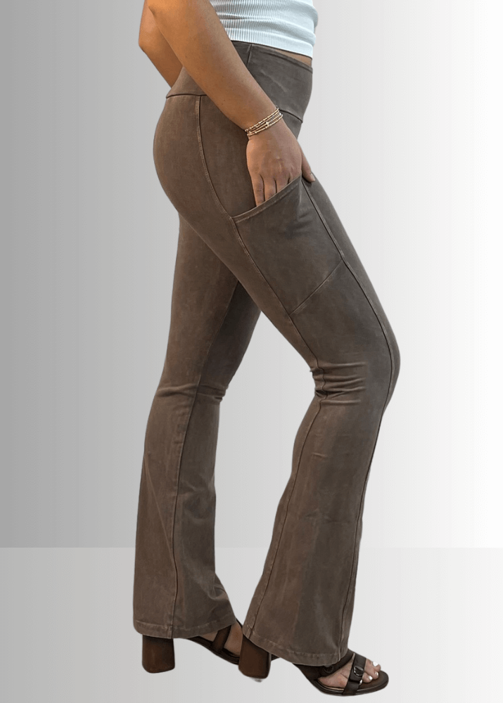 A Perfect Fit Cotton Bootcut Pocket Pants in Taupe - Concordia Style Boutique