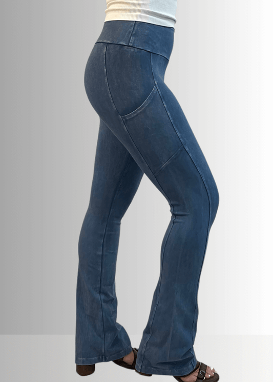 A Perfect Fit Cotton Bootcut Pocket Pants Light Denim - Concordia Style Boutique