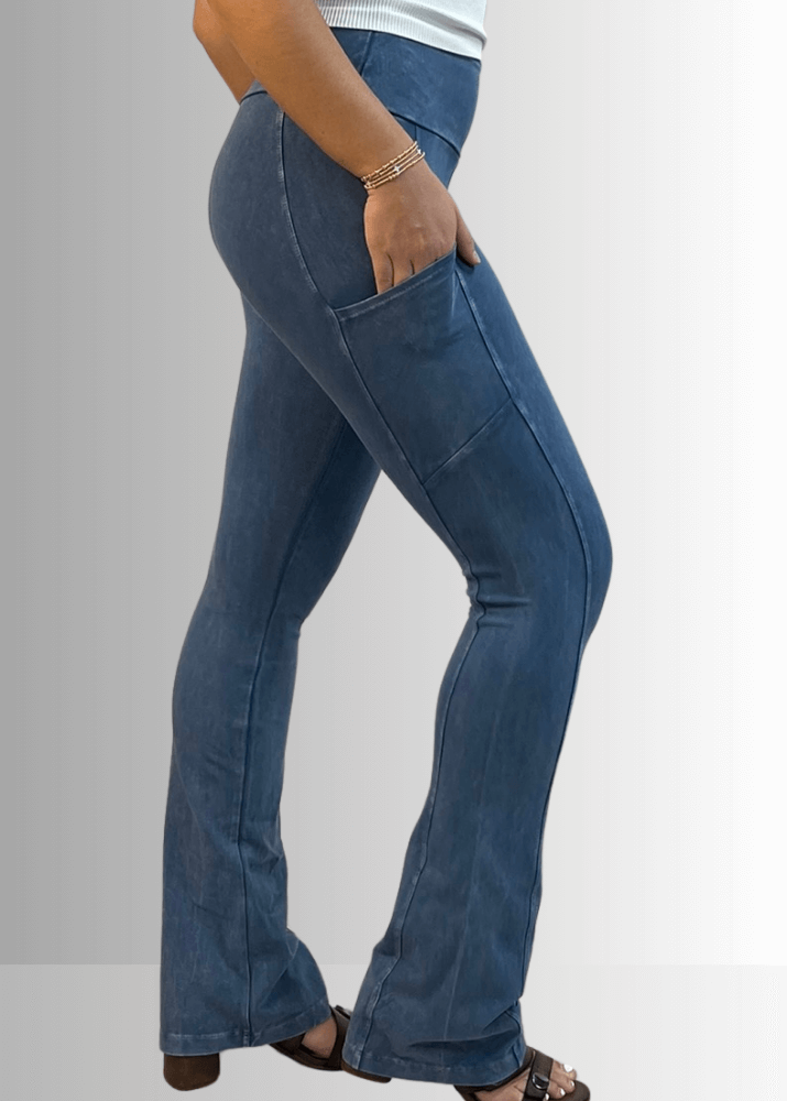 A Perfect Fit Cotton Bootcut Pocket Pants in Black Denim - Concordia Style Boutique