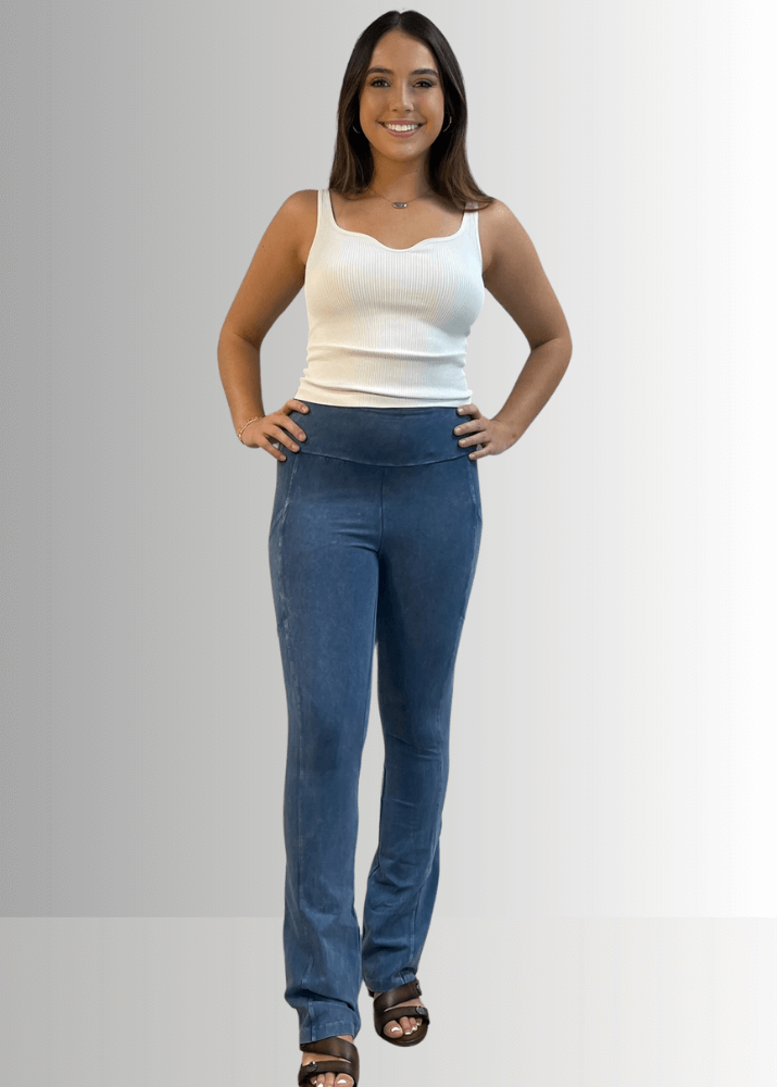 A Perfect Fit Cotton Bootcut Pocket Pants in Dark Denim - Concordia Style Boutique