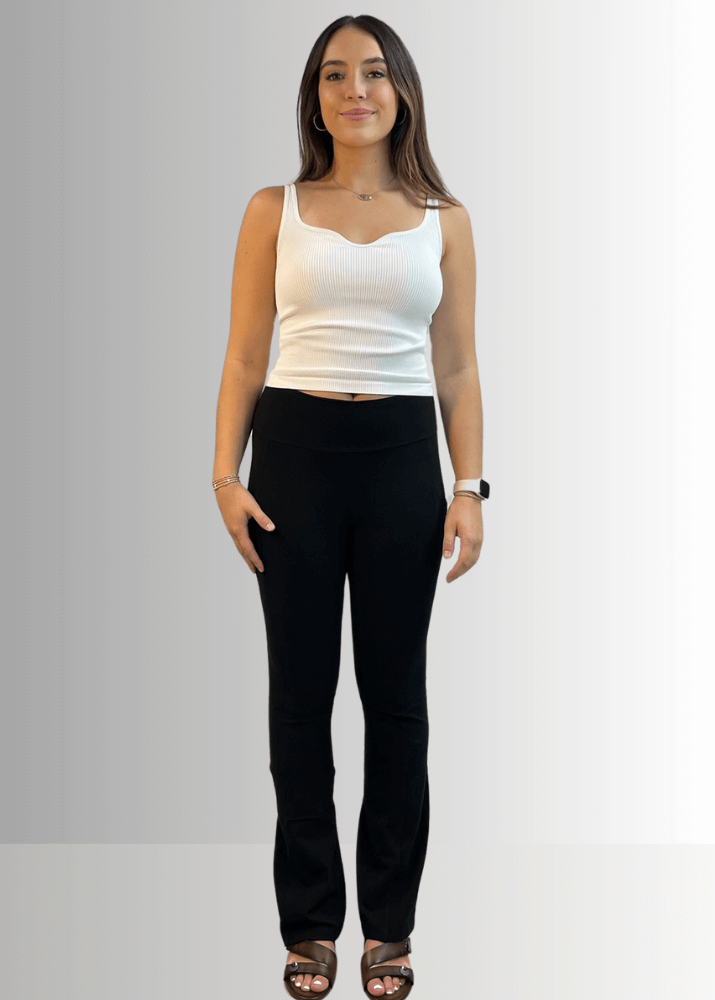 A Perfect Fit Cotton Bootcut Pocket Pants in Black Denim - Concordia Style Boutique