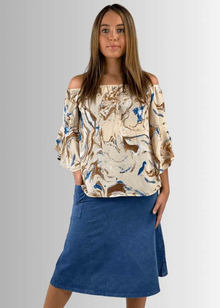 Alyssa Very Versatile Cotton Skirt in Dark Denim - Concordia Style Boutique