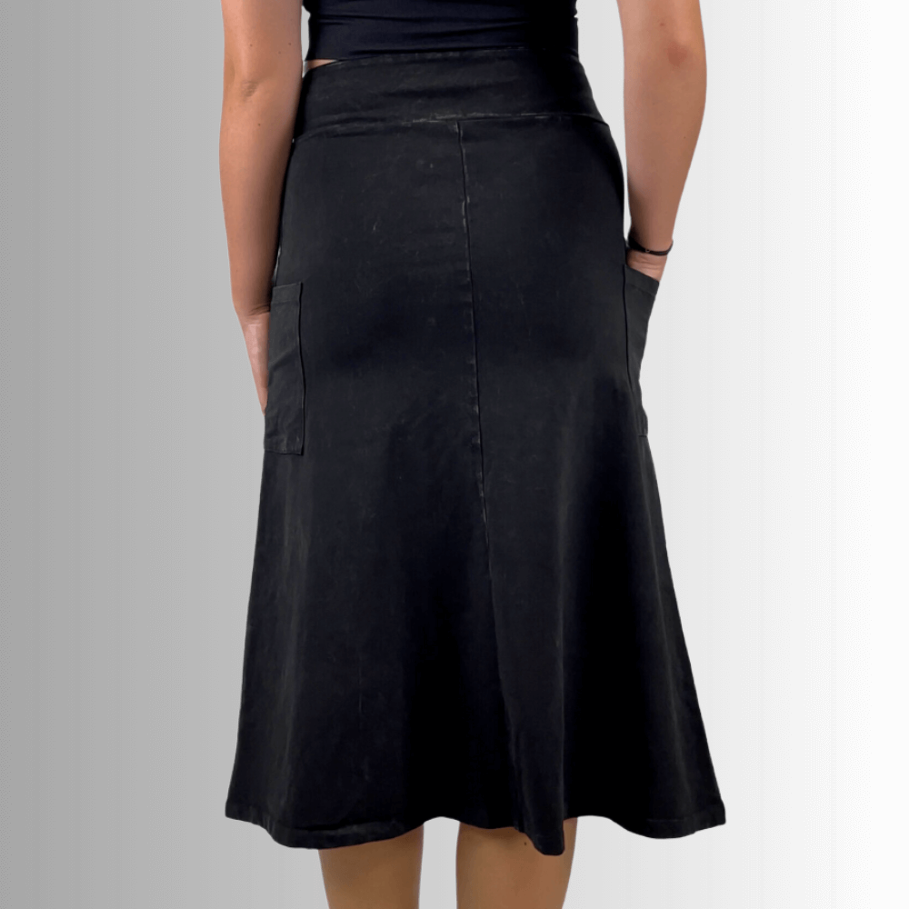 Alyssa Very Versatile Cotton Skirt Black Denim - Concordia Style Boutique