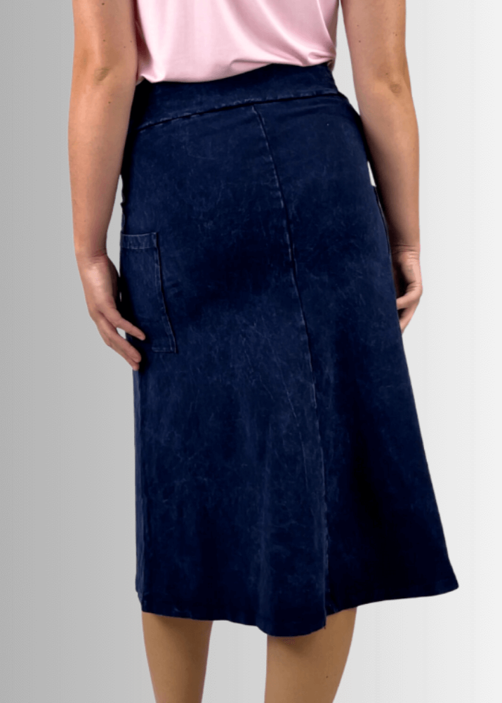 Alyssa Very Versatile Cotton Skirt in Dark Denim - Concordia Style Boutique