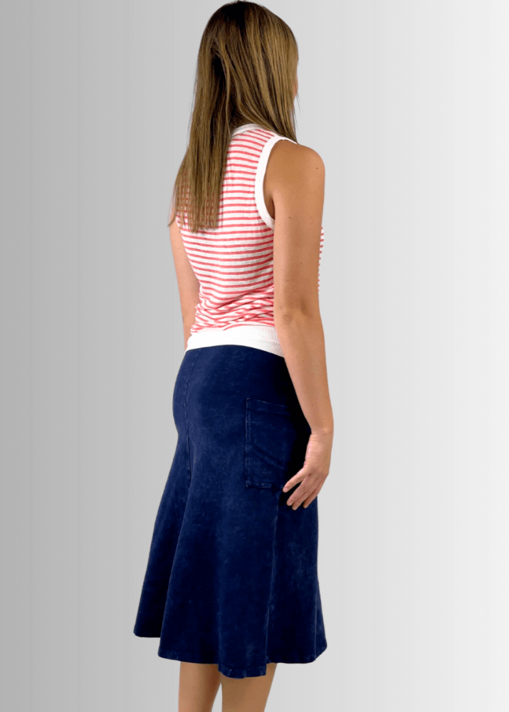 Alyssa Very Versatile Cotton Skirt in Dark Denim - Concordia Style Boutique