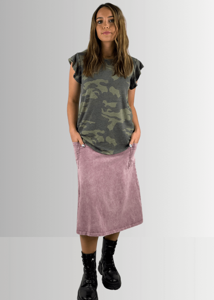 Alyssa Very Versatile Cotton Skirt Black Denim - Concordia Style Boutique