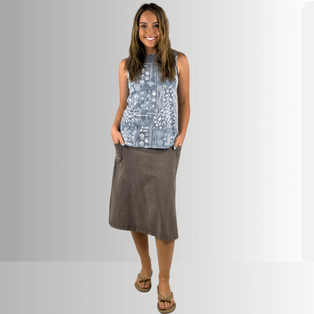 Alyssa Very Versatile Cotton Skirt Desert Taupe - Concordia Style Boutique