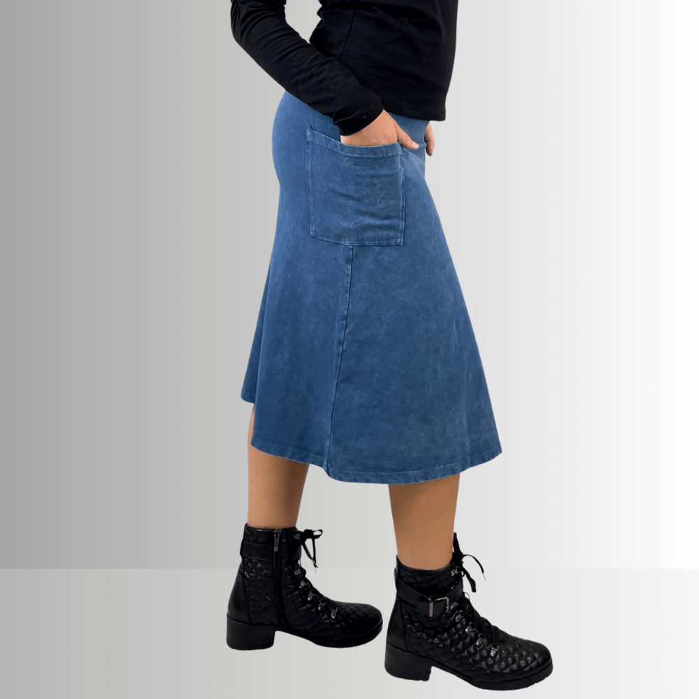 Alyssa Very Versatile Cotton Skirt Light Denim - Concordia Style Boutique