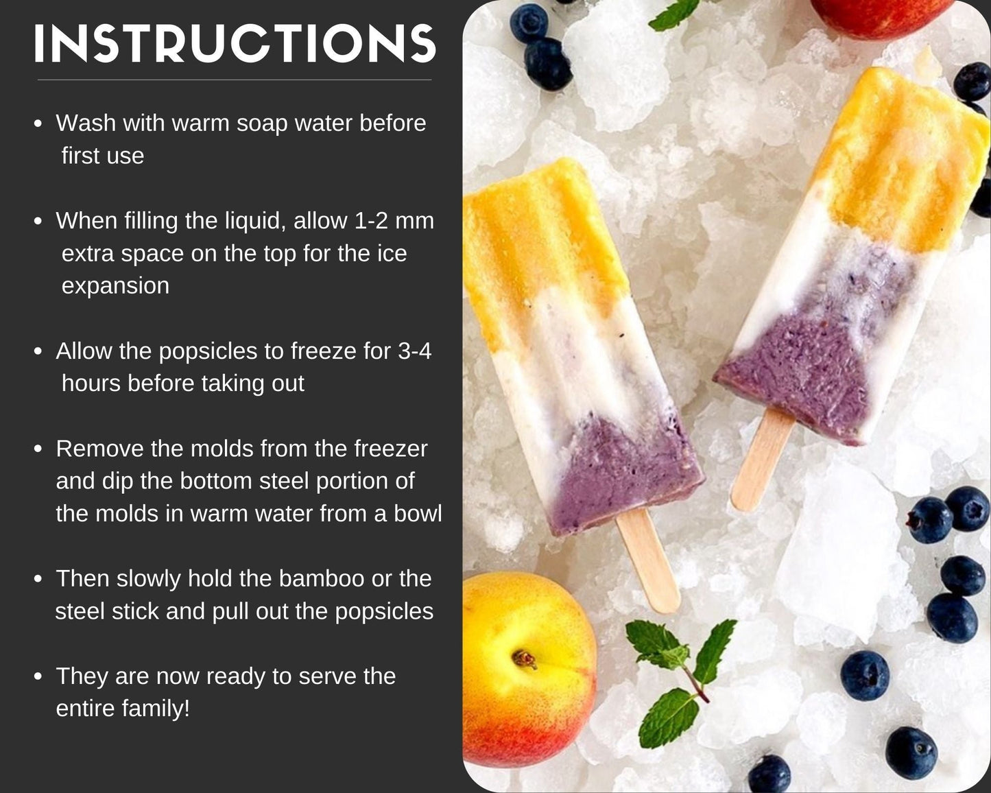 Stainless Steel Popsicle Molds and Rack, Square Shape, Steel Sticks - Concordia Style Boutique