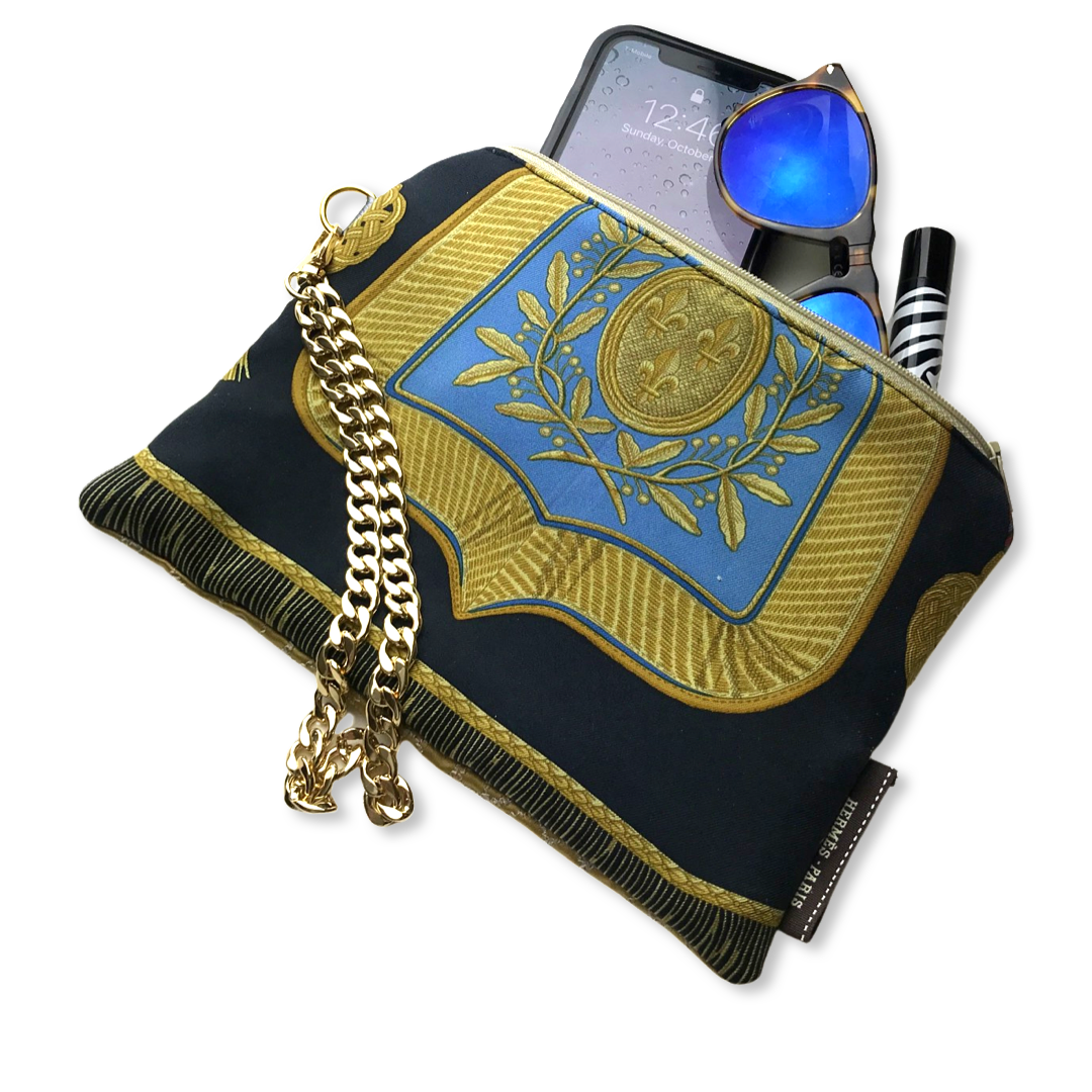 Poste et Cavalerie Vintage Silk Scarf Wristlet Bag Grand