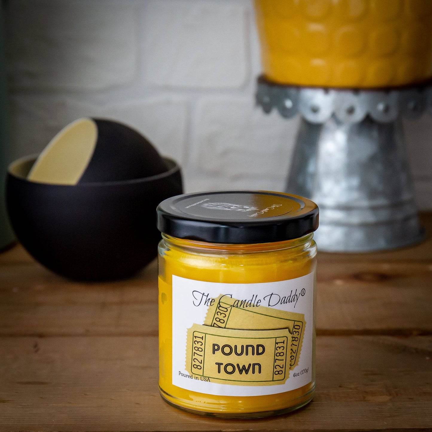 That One Way Ticket To Pound Town - Lemon Pound Cake Scented - Funny 6 oz Jar Candle- 40 hour burn time