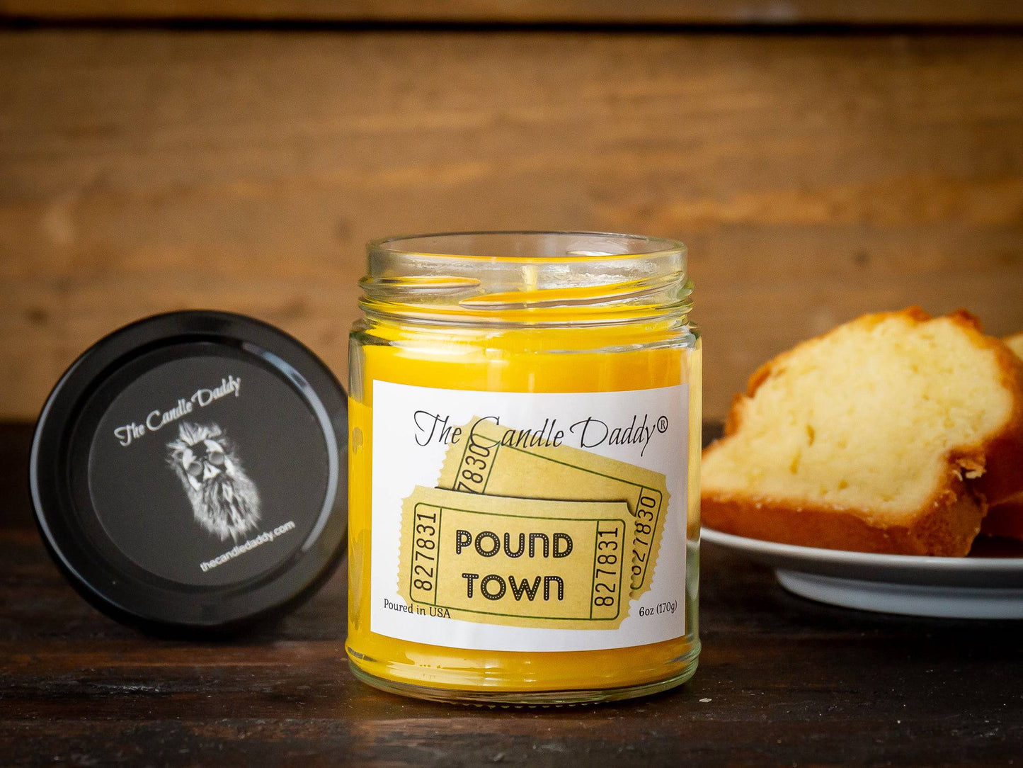 That One Way Ticket To Pound Town - Lemon Pound Cake Scented - Funny 6 oz Jar Candle- 40 hour burn time