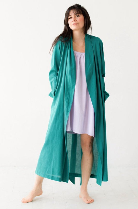 Classic Long Woven Cotton Robe