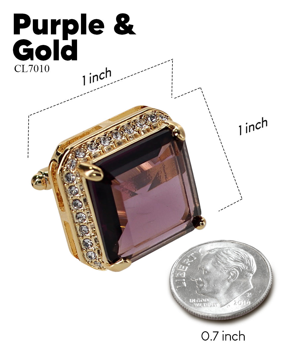 Vittorio Vico Large Big Square Crystal Colorstone Cufflinks: CL 70XX Series - Concordia Style Boutique