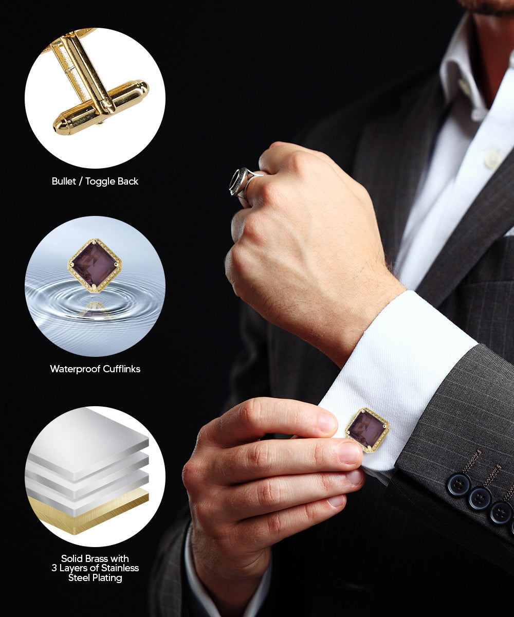 Vittorio Vico Large Big Square Crystal Colorstone Cufflinks: CL 70XX Series - Concordia Style Boutique