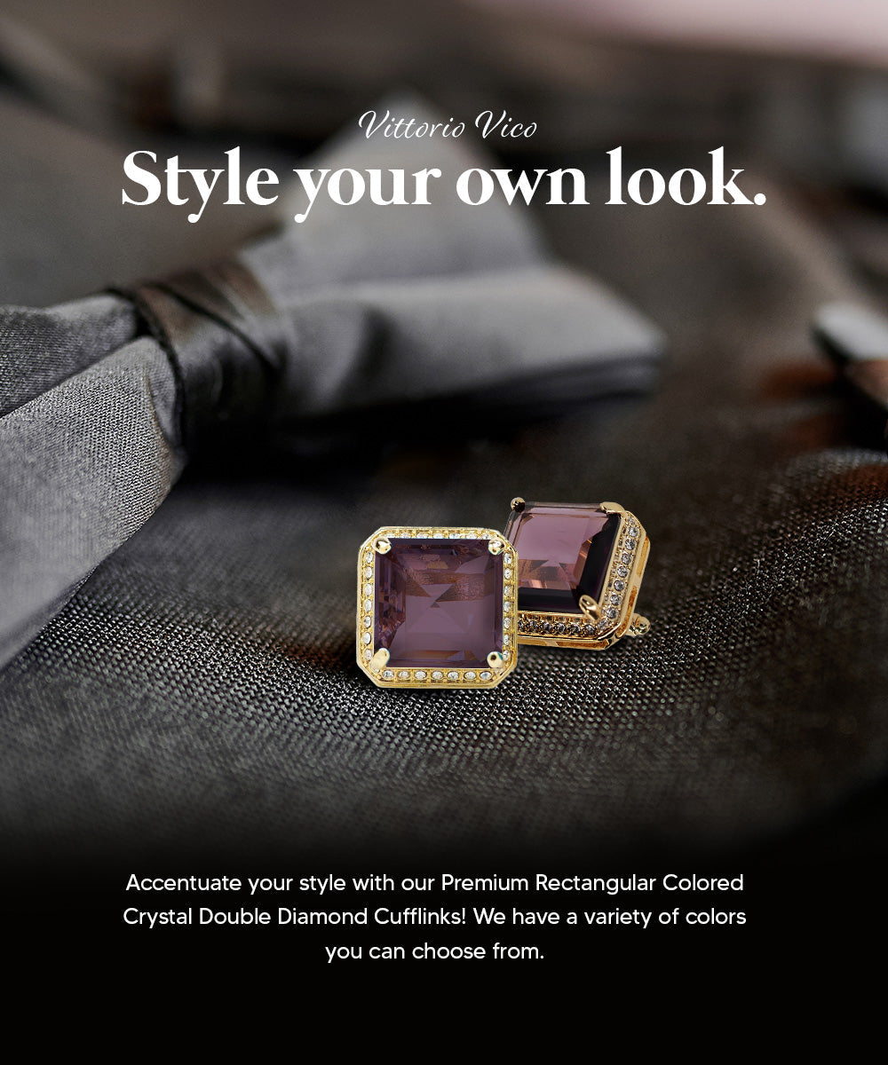 Vittorio Vico Large Big Square Crystal Colorstone Cufflinks: CL 70XX Series - Concordia Style Boutique