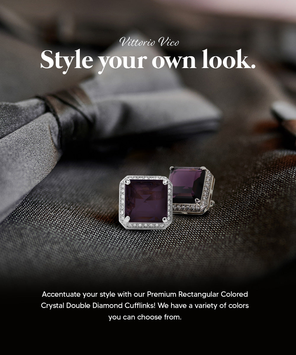 Vittorio Vico Large Big Square Crystal Colorstone Cufflinks: CL 70XX Series - Concordia Style Boutique