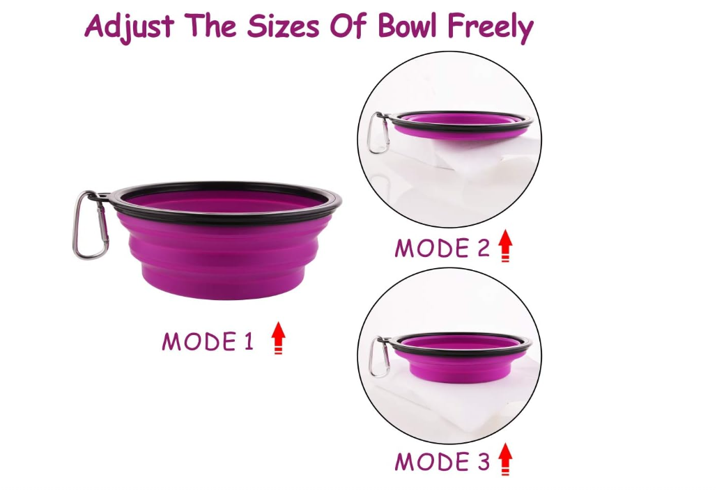 5" Portable and Foldable Small Dog Bowl-Purple set of 5