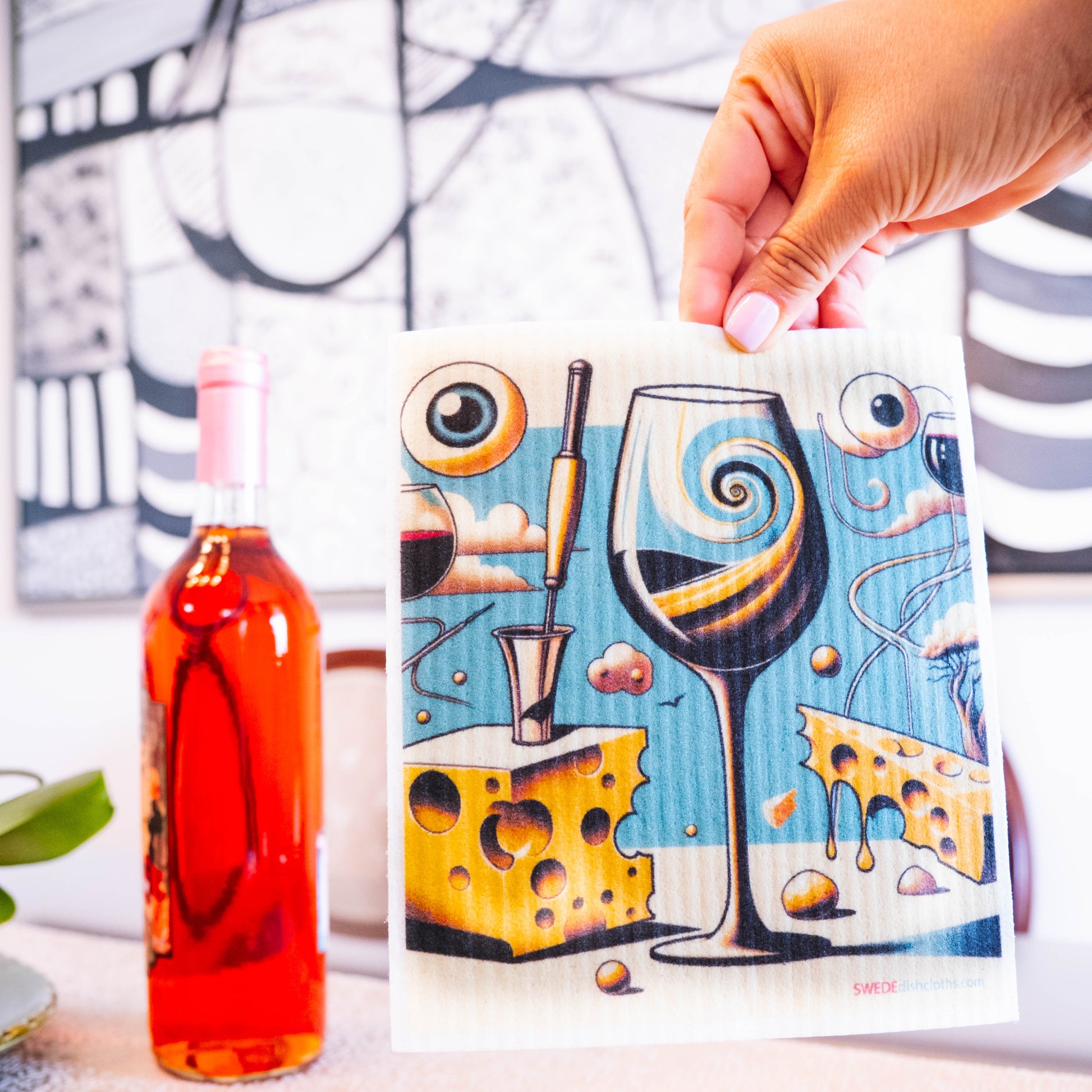 Eco-Friendly Swedish Dishcloths - Surreal Wine Eye Set of 3 (Paper Towel Replacements) - Concordia Style Boutique