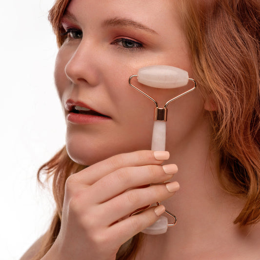 Genuine Rose Quartz Roller - Massage for Skin Tightening and Firming - Concordia Style Boutique