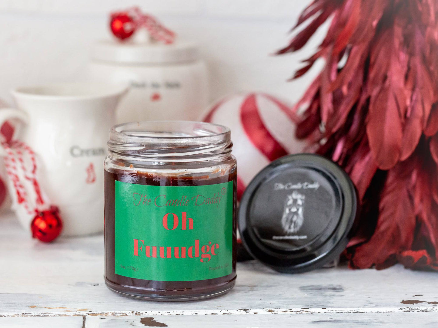 Oh Fuuudge Holiday Candle - Funny Chocolate Fudge Scented Candle - Funny Holiday Candle for Christmas, New Years - Long Burn Time, Holiday Fragrance, Hand Poured in USA - 6oz