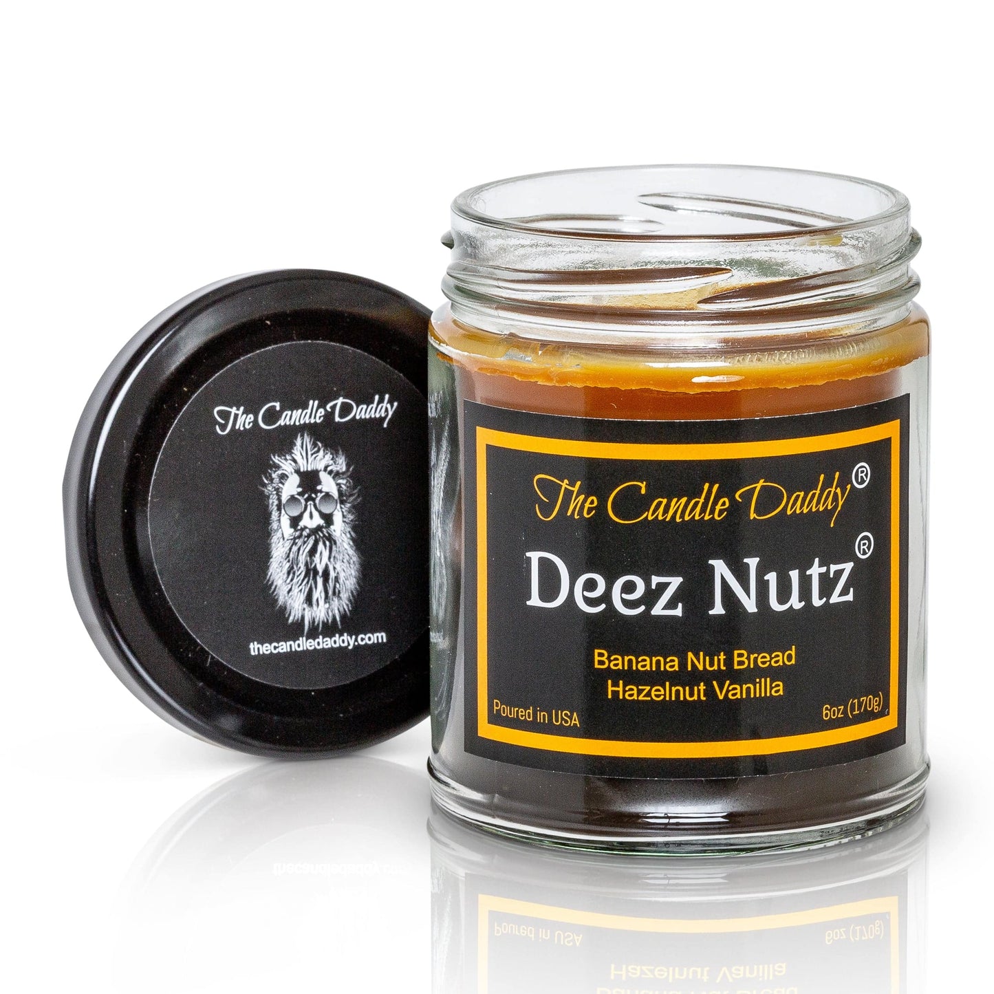 Deez Nutz Double Pour Jar Candle - 6 Ounce - 40 Hour Burn- Banana Nut Bread & Hazelnut Vanilla DOUBLE POUR JAR CANDLE