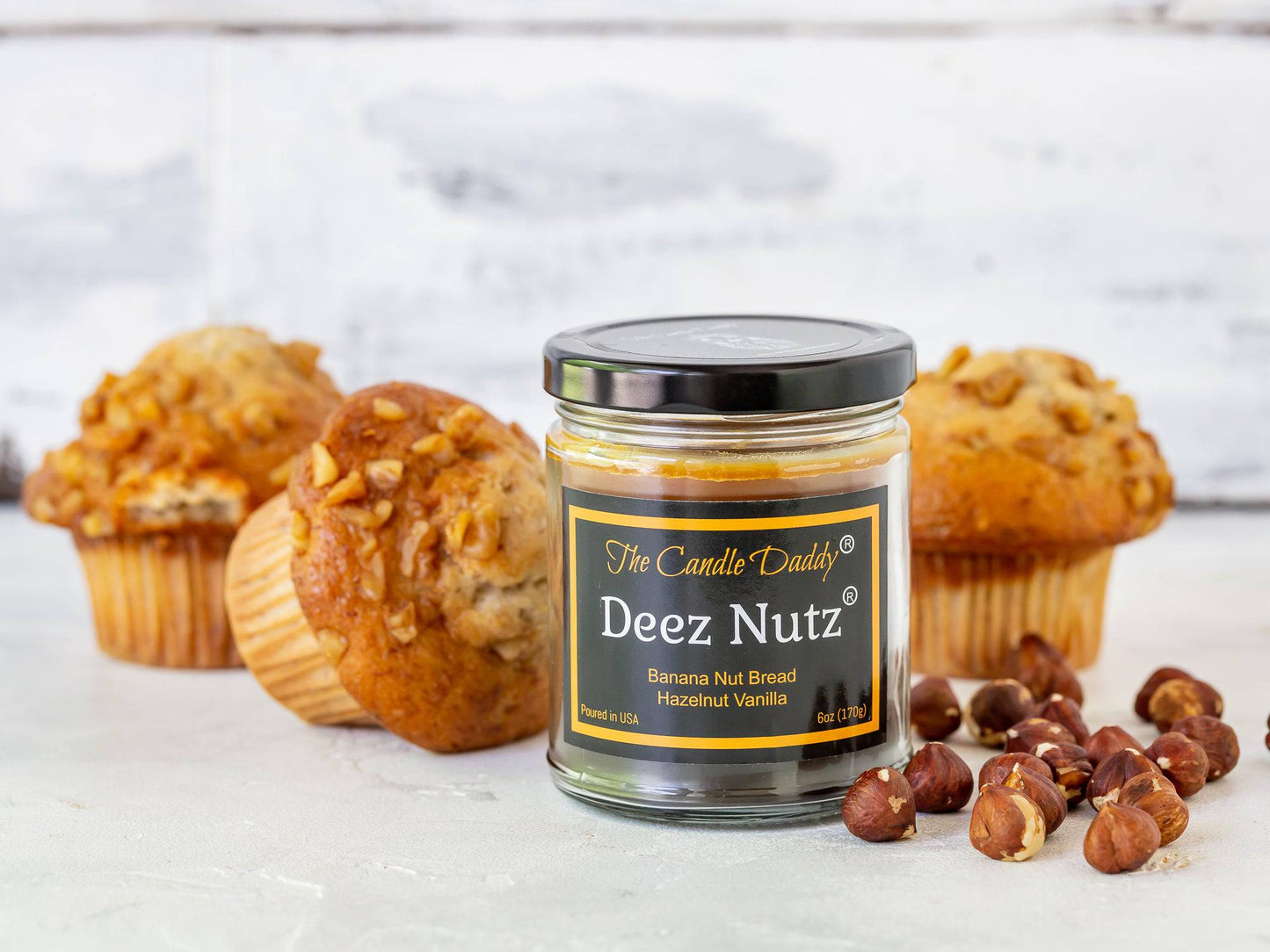 Deez Nutz Double Pour Jar Candle - 6 Ounce - 40 Hour Burn- Banana Nut Bread & Hazelnut Vanilla DOUBLE POUR JAR CANDLE