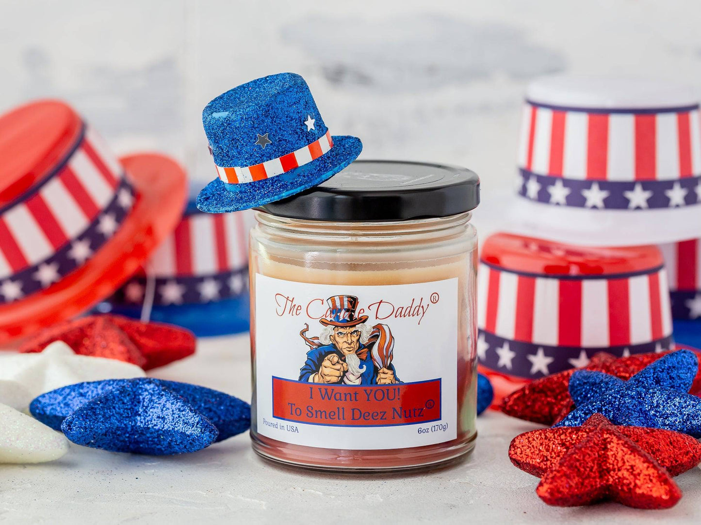 I Want You...To Smell Deez Nutz - 4th of July Edition -  Banana Nut Bread SCENTED - 6 OUNCE JAR DOUBLE POUR CANDLE- 40 HOUR BURN TIME