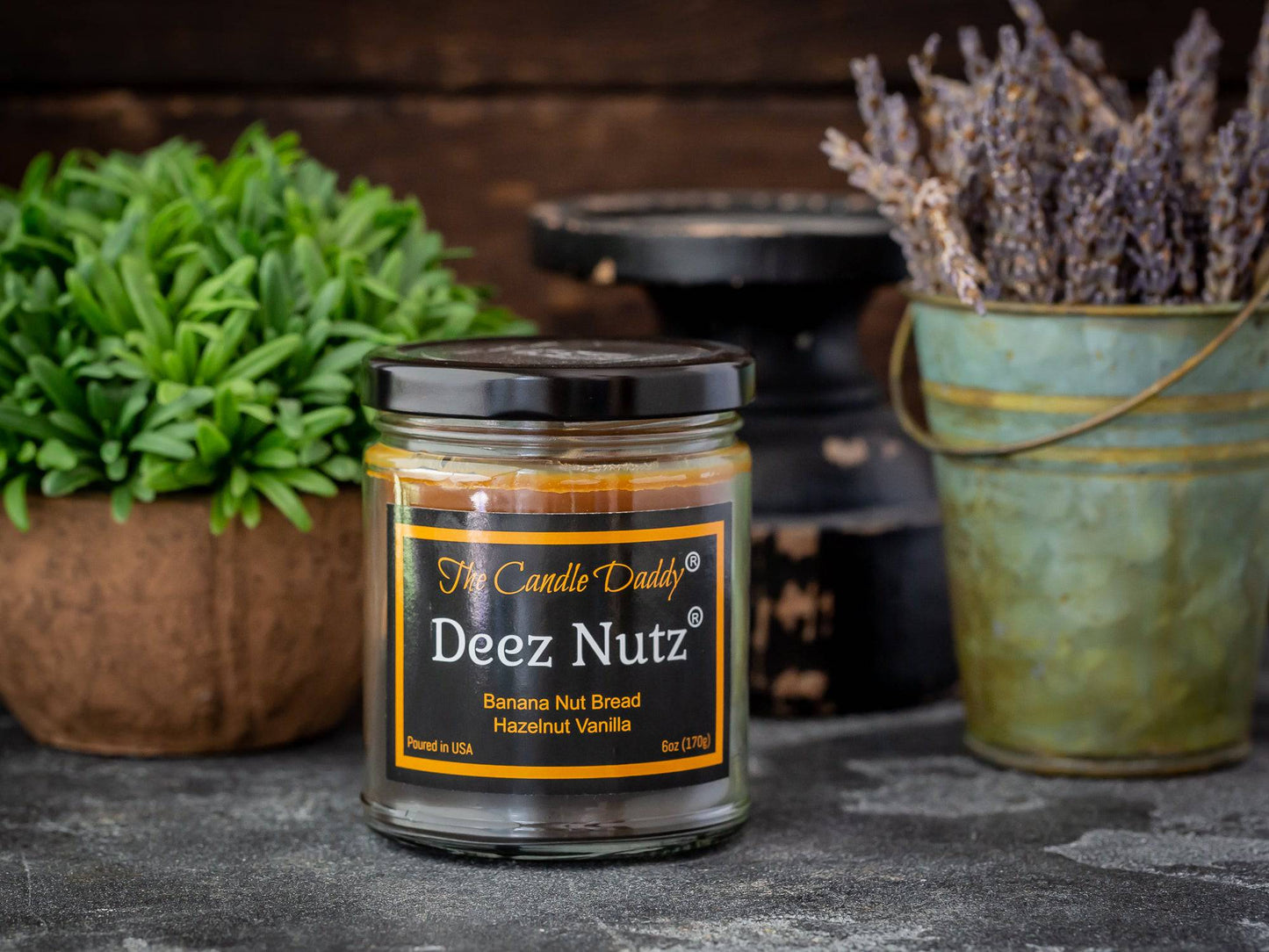 Deez Nutz Double Pour Jar Candle - 6 Ounce - 40 Hour Burn- Banana Nut Bread & Hazelnut Vanilla DOUBLE POUR JAR CANDLE
