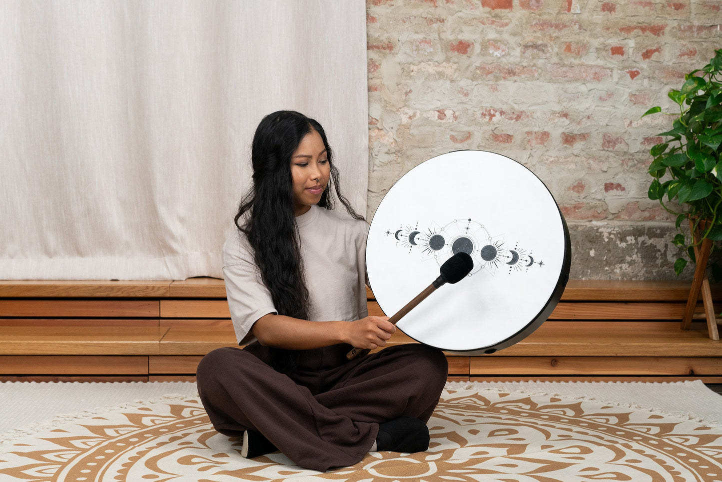 18" Ritual Drum, Moon Phases, True Feel Synthetic Head