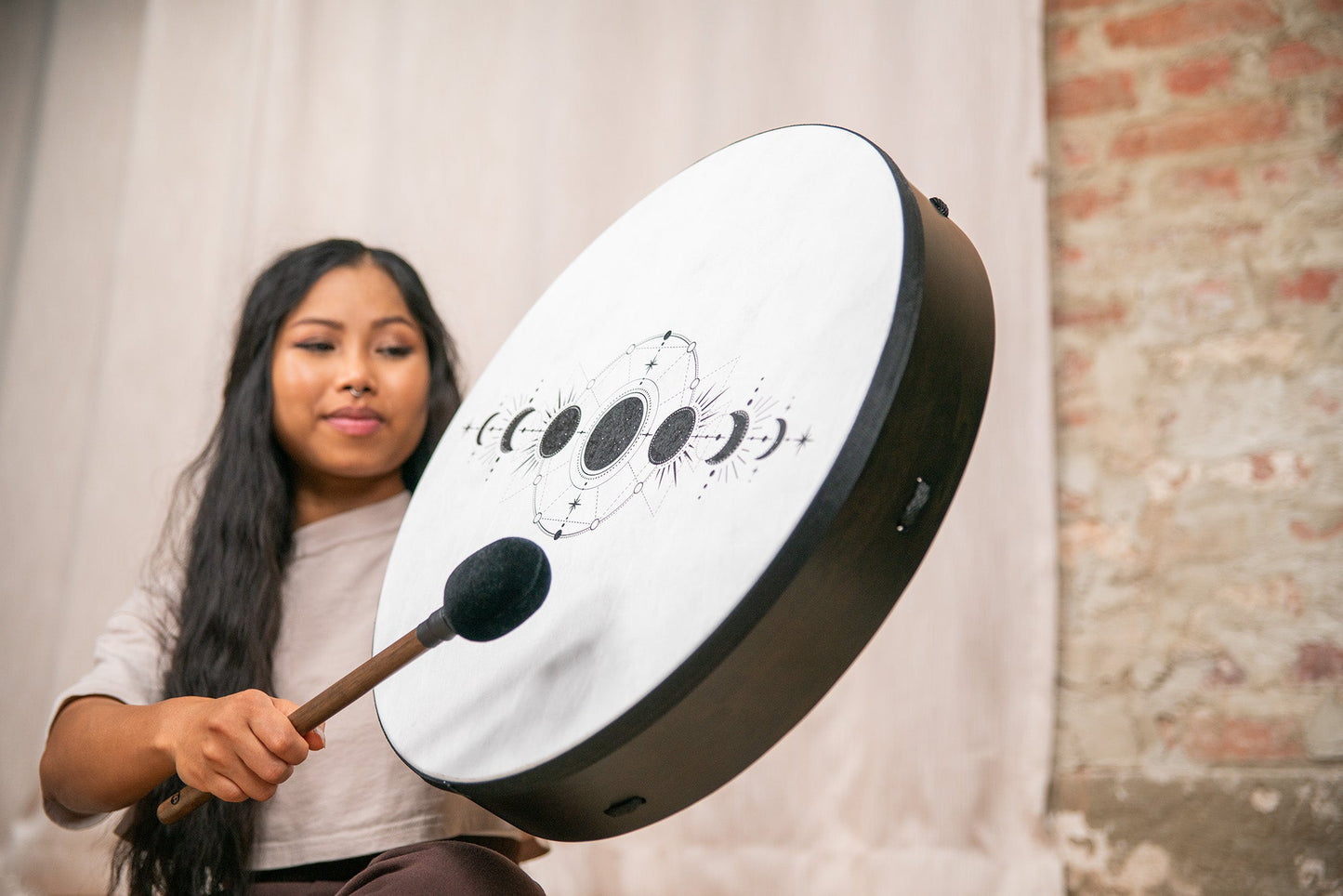 20" Ritual Drum, Moon Phases, True Feel Synthetic Head