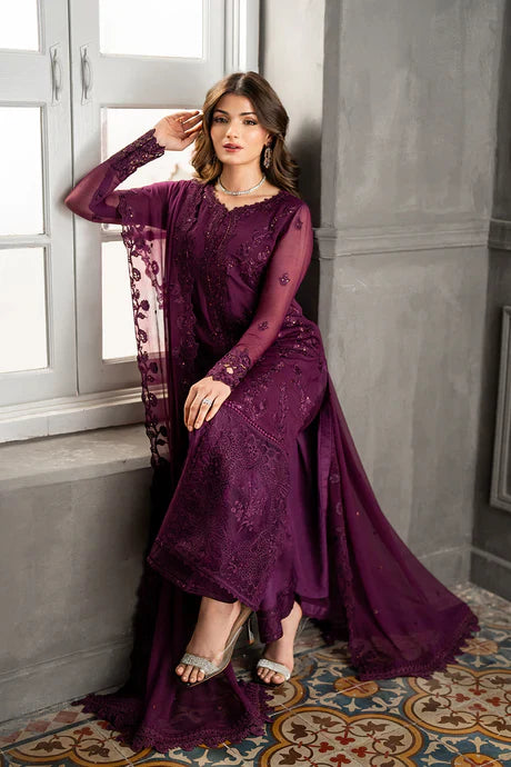 Azure - Rose Noir 3 Piece Embroidered Chiffon