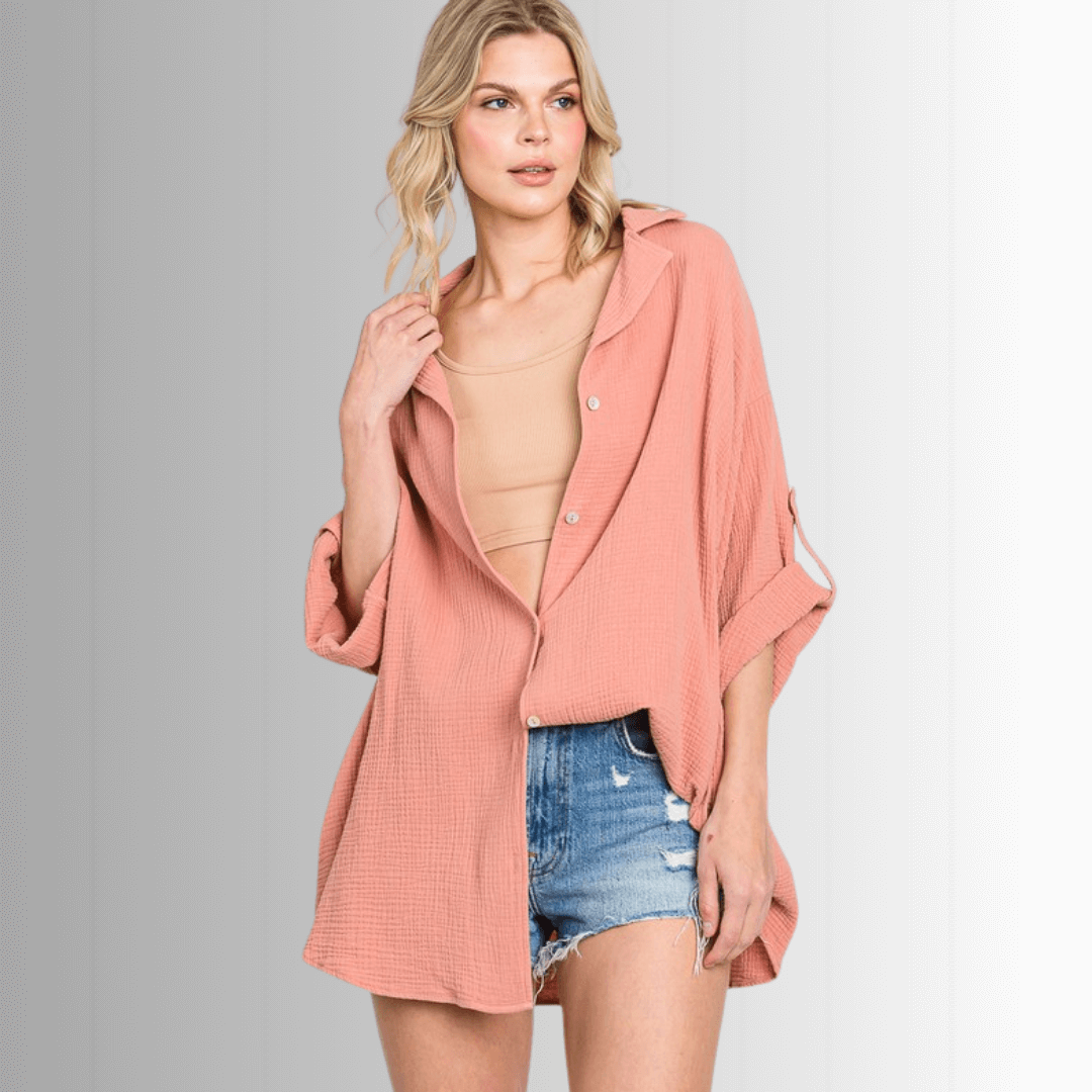 Rachel Slouchy Cotton Gauze Button Down Top - Concordia Style Boutique