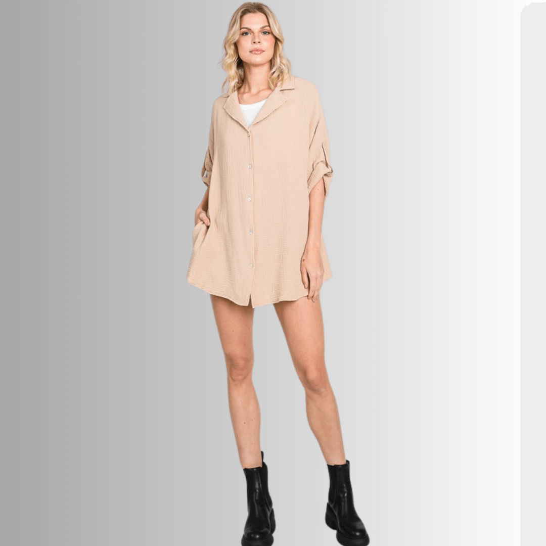 Rachel Slouchy Cotton Gauze Button Down Top - Concordia Style Boutique