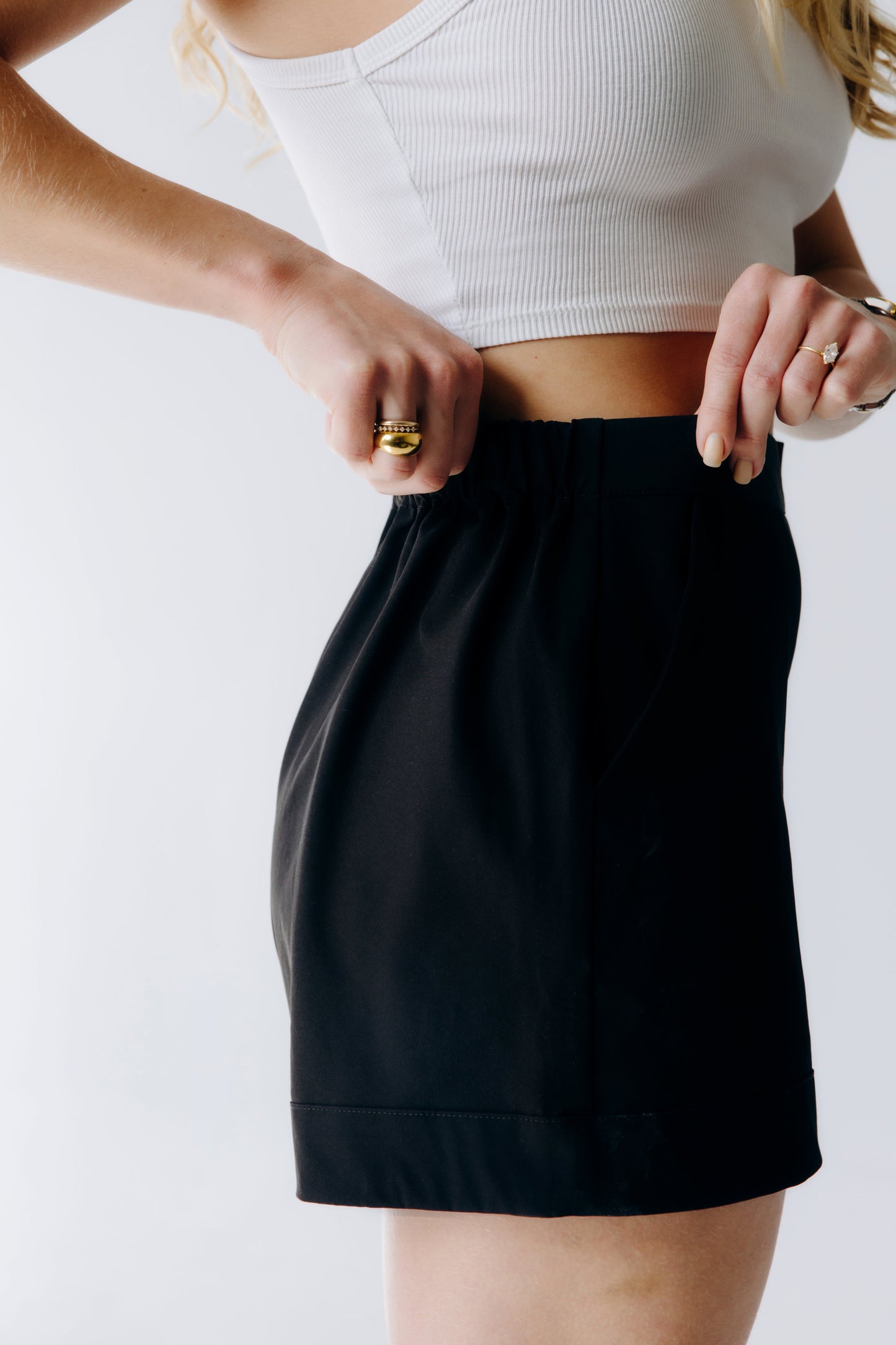 Wide Leg Faux Cuff Shorts