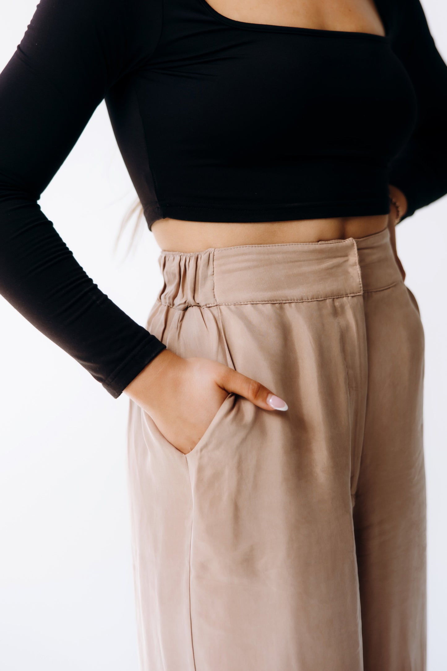 Washable Silk Wide-Leg Pants