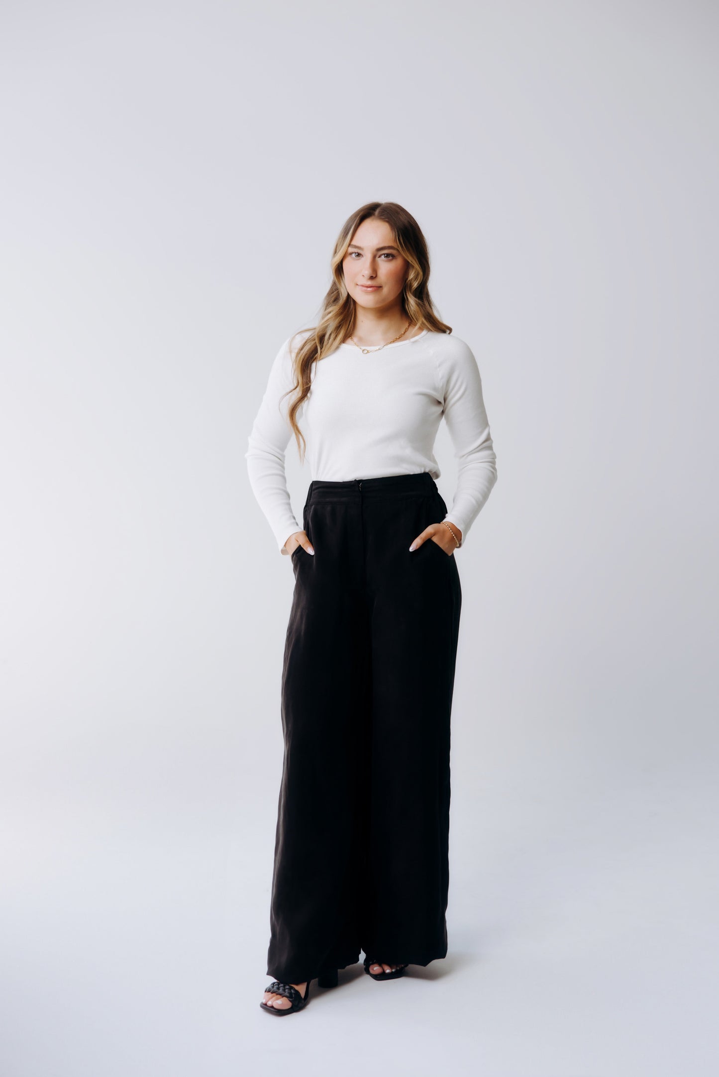Washable Silk Wide-Leg Pants