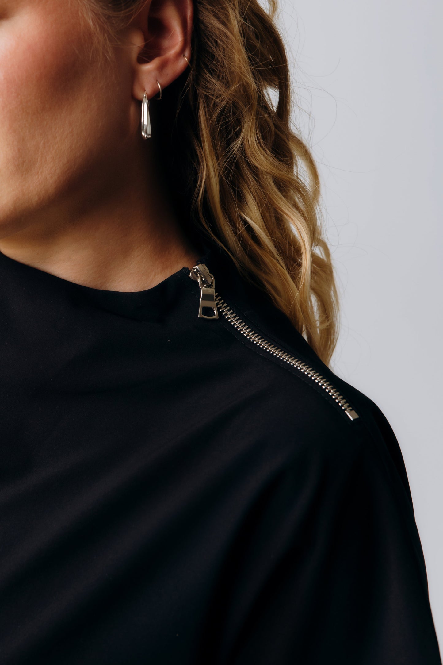 Mock Neck Shoulder Zip Dress