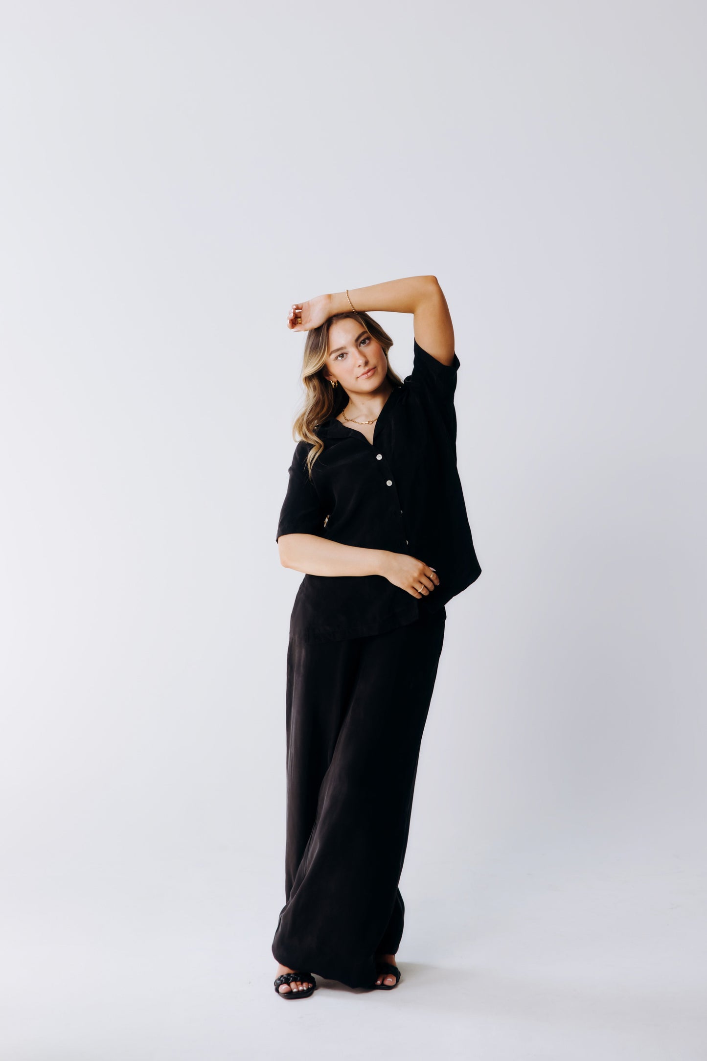 Washable Silk Wide-Leg Pants